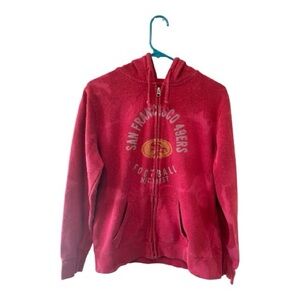 San Francisco 49ers Womens Zip Hoodie NFL Team Apparel Bleach Dyed Size L